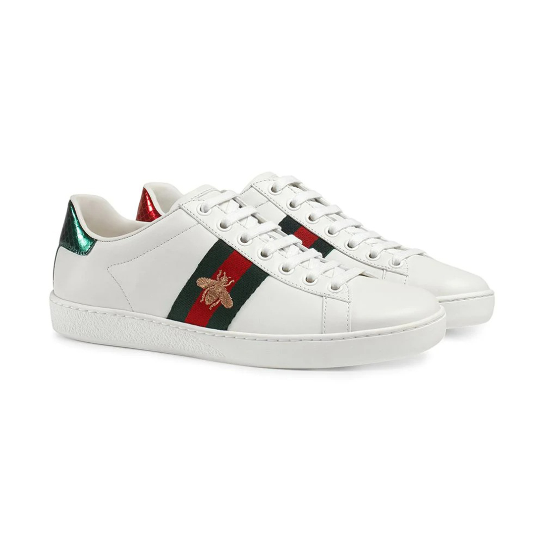Gucci Ace Watersnake-trimmed Embroidered Sneakers In White - Pk-Kicks